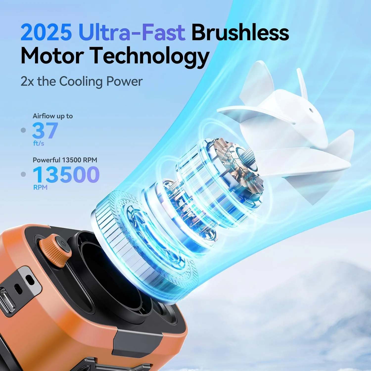 Portable Waist Fan with Light, 100 Speeds Powerful 13500RPM, Hands- Neck Fan for 24H Cooling, Rechargeable Personal Wearable Belt Body Shirt Fan for Camping Outdoor Jobsite
